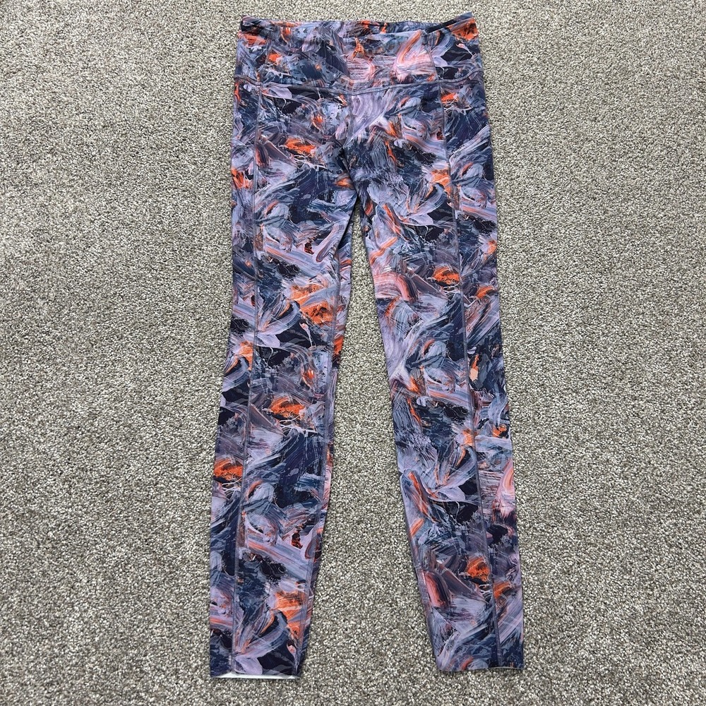 Lululemon Leggings Womens 8 Multicolor Tie Dye Ankle Pockets Knit Yoga Gym